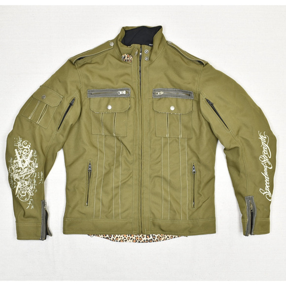 Speed and Strength Women's Full Zip Biker Motorcycle Jacket Nylon Green Size L - Picture 1 of 8